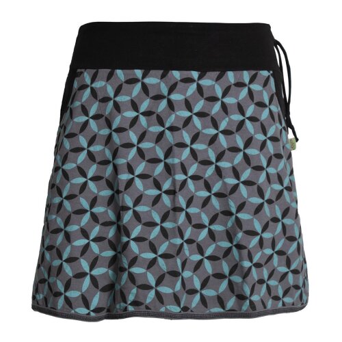 Vishes Kurzer Damen Baumwoll-Rock mit Facetten bzw Blumen Bedruckt mit Taschen grau 44