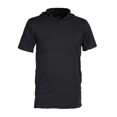 Vishes Herren Eco Kurzarm Hoodie Patchwork Kapuzen-Shirt T-Shirt Bio-Baumwolle schwarz 46-48