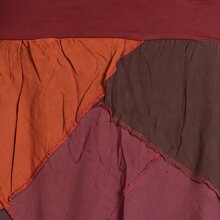 Vishes Langer Weiter Damen Patchwork-Rock - Handgewebte Baumwolle - Leinen-Optik dunkelrot 46