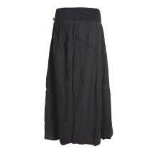 Vishes Langer Weiter Damen Patchwork-Rock - Handgewebte Baumwolle - Leinen-Optik schwarz 46