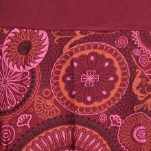 Vishes Kurzer Damen Baumwoll-Rock mit Bunt Mandalas und Blumen bedruckt dunkelrot 46