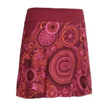 Vishes Kurzer Damen Baumwoll-Rock mit Bunt Mandalas und Blumen bedruckt dunkelrot 46