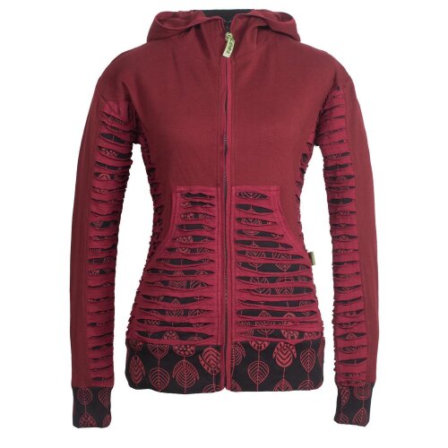 Vishes - Bedruckte Damen Hoodie Kapuzenjacke Kangurutasche mit Cutwork Gestreift