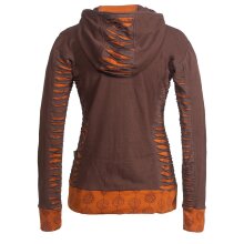 Vishes - Bedruckte Damen Hoodie Kapuzenjacke Kangurutasche mit Cutwork Gestreift braun 42