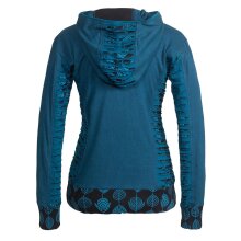 Vishes - Bedruckte Damen Hoodie Kapuzenjacke Kangurutasche mit Cutwork Gestreift türkis 50