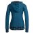 Vishes - Bedruckte Damen Hoodie Kapuzenjacke Kangurutasche mit Cutwork Gestreift türkis 50