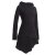 Vishes Asymmetrisches Langarm Winter-Kleid Kapuzen-Kleid Hoodie aus Recycling Fleece  schwarz 36-38