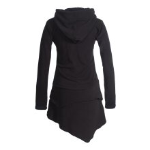 Vishes Asymmetrisches Langarm Winter-Kleid Kapuzen-Kleid Hoodie aus Recycling Fleece  schwarz 42