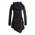 Vishes Asymmetrisches Langarm Winter-Kleid Kapuzen-Kleid Hoodie aus Recycling Fleece schwarz 44
