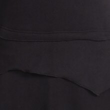 Vishes Asymmetrisches Langarm Winter-Kleid Kapuzen-Kleid Hoodie aus Recycling Fleece  schwarz 46