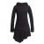 Vishes Asymmetrisches Langarm Winter-Kleid Kapuzen-Kleid Hoodie aus Recycling Fleece  schwarz 46