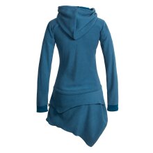 Vishes Asymmetrisches Langarm Winter-Kleid Kapuzen-Kleid Hoodie aus Recycling Fleece  türkis 40