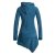 Vishes Asymmetrisches Langarm Winter-Kleid Kapuzen-Kleid Hoodie aus Recycling Fleece  türkis 48