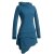 Vishes Asymmetrisches Langarm Winter-Kleid Kapuzen-Kleid Hoodie aus Recycling Fleece  türkis 48