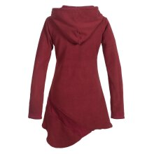 Vishes Asymmetrisches Patchwork Langarm Damen Winterkleid aus Recycling-Fleece dunkelrot 44