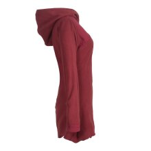 Vishes Asymmetrisches Patchwork Langarm Damen Winterkleid aus Recycling-Fleece dunkelrot 44