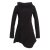 Vishes Asymmetrisches Patchwork Langarm Damen Winterkleid aus Recycling-Fleece schwarz 38