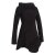 Vishes Asymmetrisches Patchwork Langarm Damen Winterkleid aus Recycling-Fleece schwarz 44