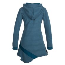 Vishes Asymmetrisches Patchwork Langarm Damen Winterkleid aus Recycling-Fleece türkis 38