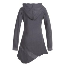 Vishes Asymmetrisches Patchwork Langarm Damen Winterkleid aus Recycling-Fleece grau 46