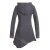 Vishes Asymmetrisches Patchwork Langarm Damen Winterkleid aus Recycling-Fleece grau 46