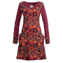 Vishes - Bedrucktes Langarm Damen Blumenkleid Baumwolle...