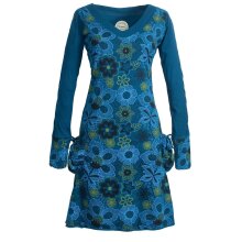 Vishes - Bedrucktes Langarm Damen Blumenkleid Baumwolle...