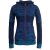 Vishes Damen Hoodie Kapuzenjacke Baumwolle Gestreift Mandala Cutwork Patchwork dunkelblau 34