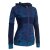 Vishes Damen Hoodie Kapuzenjacke Baumwolle Gestreift Mandala Cutwork Patchwork dunkelblau 34