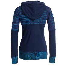 Vishes Damen Hoodie Kapuzenjacke Baumwolle Gestreift Mandala Cutwork Patchwork dunkelblau 38-40
