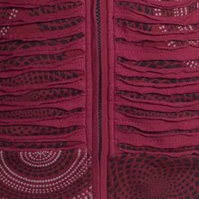 Vishes Damen Hoodie Kapuzenjacke Baumwolle Gestreift Mandala Cutwork Patchwork dunkelrot 38-40