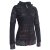 Vishes Damen Hoodie Kapuzenjacke Baumwolle Gestreift Mandala Cutwork Patchwork schwarz 38-40