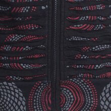 Vishes Damen Hoodie Kapuzenjacke Baumwolle Gestreift Mandala Cutwork Patchwork schwarz 48