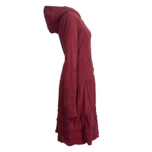 Vishes - Langer Warmer Weicher Damen Wintermantel Fleecemantel Kapuzenmantel Dunkelrot ohne Kragen 52