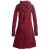 Vishes - Langer Warmer Weicher Damen Wintermantel Fleecemantel Kapuzenmantel Dunkelrot ohne Kragen 52