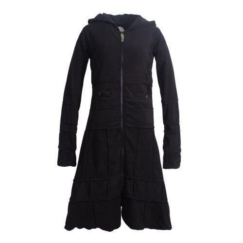Vishes - Langer Warmer Weicher Damen Wintermantel Fleecemantel Kapuzenmantel Schwarz ohne Kragen 36