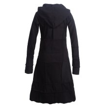 Vishes - Langer Warmer Weicher Damen Wintermantel Fleecemantel Kapuzenmantel Schwarz ohne Kragen 36