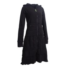 Vishes - Langer Warmer Weicher Damen Wintermantel Fleecemantel Kapuzenmantel Schwarz ohne Kragen 36