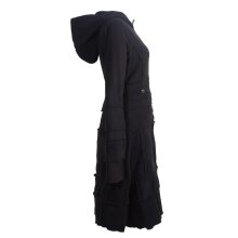 Vishes - Langer Warmer Weicher Damen Wintermantel Fleecemantel Kapuzenmantel Schwarz ohne Kragen 50