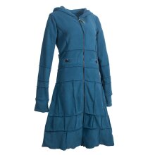 Vishes - Langer Warmer Weicher Damen Wintermantel Fleecemantel Kapuzenmantel Türkis ohne Kragen 44