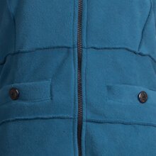 Vishes - Langer Warmer Weicher Damen Wintermantel Fleecemantel Kapuzenmantel Türkis ohne Kragen 46-48