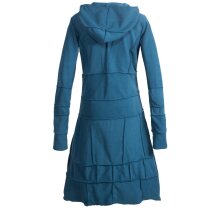 Vishes - Langer Warmer Weicher Damen Wintermantel Fleecemantel Kapuzenmantel Türkis ohne Kragen 52