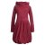 Vishes Langarm Damen Eco Fleecekleid Winterkleid Kapuzenkleid Ballonkleid Patchwork dunkelrot 36