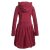 Vishes Langarm Damen Eco Fleecekleid Winterkleid Kapuzenkleid Ballonkleid Patchwork dunkelrot 36