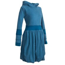Vishes Langarm Damen Eco Fleecekleid Winterkleid Kapuzenkleid Ballonkleid Patchwork türkis 42
