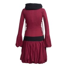 Vishes Langarm Elfenkleid mit seitlicher Schnürung und Schalkragen dunkelrot 38