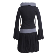 Vishes Langarm Elfenkleid mit seitlicher Schnürung und Schalkragen schwarz 44