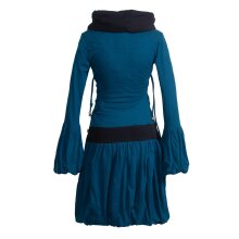 Vishes Langarm Elfenkleid mit seitlicher Schnürung und Schalkragen türkis 44