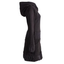 Vishes Langärmliges Patchwork Hoodie Eco Damen Fleecekleid mit Daumenlöchern  schwarz 42-44