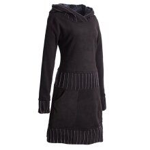 Vishes Langärmliges Patchwork Hoodie Eco Damen Fleecekleid mit Daumenlöchern  schwarz 48